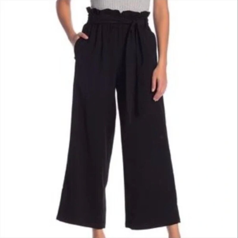 Anthropologie Elodie Wide Leg Trousers with Paperbag Tie Waist | Size Medium